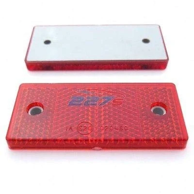 Image of 227s Rectangular Trailer Caravan Reflectors for Mounting with Screws Suitable Vehicles, Cycle Carriers, Gateposts E Approved Red 69mm x 31.5mm Depth 6 mm 2 Pack