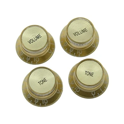 Image of Dopro Set of 4 LP Guitar Reflector Knobs Gold with Cap Top Hat For SG Epiphone Les Paul