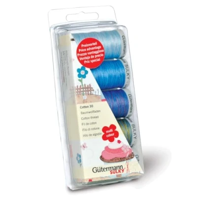 Image of Gutermann Thread Set: Machine Emb. Cotton 30 Blue/Green