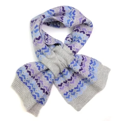 Image of Pom Boutique Blue Hearts Wool Blend Pull Through Scarf