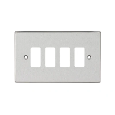Image of KnightsBridge 4G Grid Faceplate Square Edge Brushed Chrome