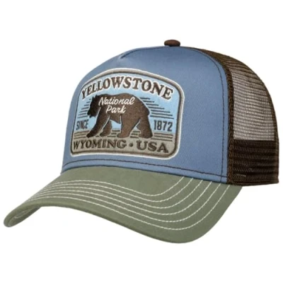 Image of FWS National Park Trucker Cap Men Baseball mesh Snapback, with Peak, Peak Spring Summer One Size Brown Blue