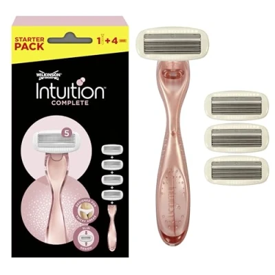 Image of Wilkinson Sword Intuition Complete 1 Razor + 4 Refill Heads, 5 Blade Women&#039;s for Sensitive Areas