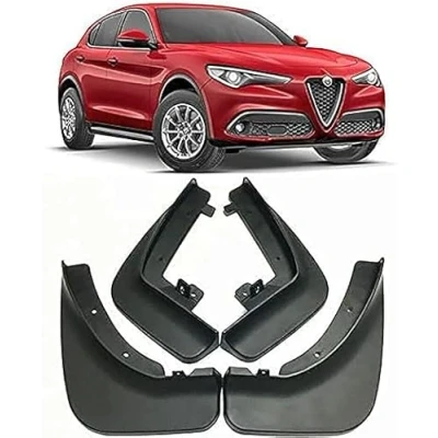 Image of 4 Pcs Car Mud Flaps for Alfa Romeo Stelvio 2018 2023, Front Rear Splash Guards Wheel Protection Splashproof Mudguards Accessories