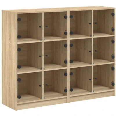 Image of vidaXL Bookcase with Doors Sonoma Oak 136x37x109 cm Engineered Wood