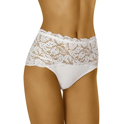 Image of Wolbar Women&#039;s Lace High Waist Briefs WB414, White,XL