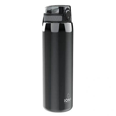 Image of Ion8 1 Litre Stainless Steel Water Bottle, Leak Proof, Easy to Open, Secure Lock, Dishwasher Safe, Carry Handle, Hygienic Flip Cover, Clean, Metal 1200 ml/40 oz, Metallic Grey