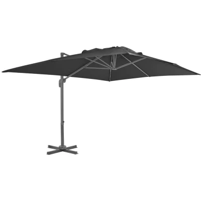 Image of vidaXL Cantilever Garden Parasol with Aluminium Pole 4x3 m Black