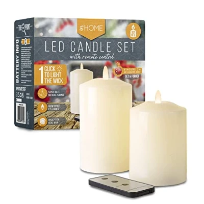 Image of iN LED Candles Flickering Halloween Electric Flameless Flame Candle with Remote Control Set of 2 Battery Operated Drip Effect Home