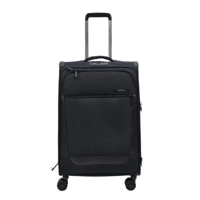 Image of Robust Black Medium Check in Suitcase 69 x 43 29 cm Lightweight Soft Shell Luggage