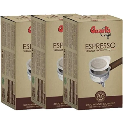 Image of Quarta Coffee Single DOSE PODS. 3 Packs of 18pcs. Intense and Aromatic Taste Fine Blend Processed in Salento, Apulia, Italy