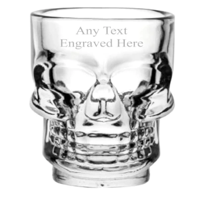 Image of 1stclassgifts [Custom] Personalised Engraved Skull Shot Glass 1.5oz (4.5cl) Christmas Birthday Gift Any Text Engraved.