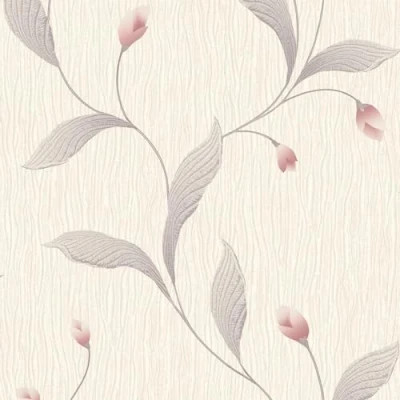 Image of Belgravia Tiffany Floral Trail Wallpaper Embossed Textured Heavyweight Vinyl Modern for Living Room, Bedroom, Hallway Pink