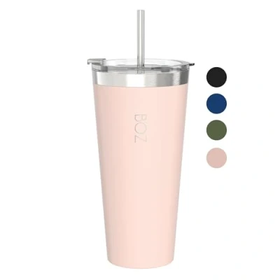 Image of BOZ Tumbler with Lid and Straw Insulated Cup Cups Stainless Steel Thermal Perfect for Hot Cold Drinks BPA Free (650 ml / 22oz, Pink)