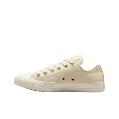 Image of Converse Chuck Taylor ALL STAR Trainers, Women&#039;s, Size: 3, Egret/gold Leather
