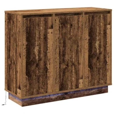 Image of vidaXL Sideboard with LED Old Wood 90x32x75 cm Engineered