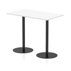 Image of Italia 1400 x 800mm Poseur Rectangular Table White Top 1145mm High Black Leg