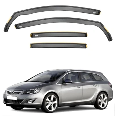 Image of iSpeed Wind Deflectors for Vauxhall Astra J mk6 2010 2015 Sports Tourer 5 Door Estate 4pc Keep Your Car Ventilated In Rain Reduce Turbulence Tinted Channel Type