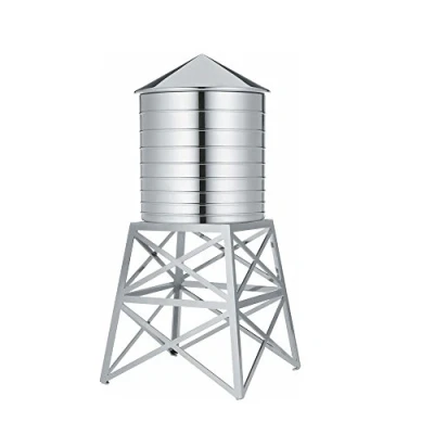 Image of Alessi DL02 Water Tower Container 18/10 Stainless Steel Mirror Polished, Silver, 12 x 27 cm