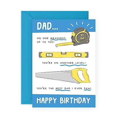 Image of Central 23 Dad Jokes Card For Him Funny Birthday Cards Toolbox Puns Gifts From Son Daughter Happy Daddy Father Pop Papa Comes With Fun Stickers