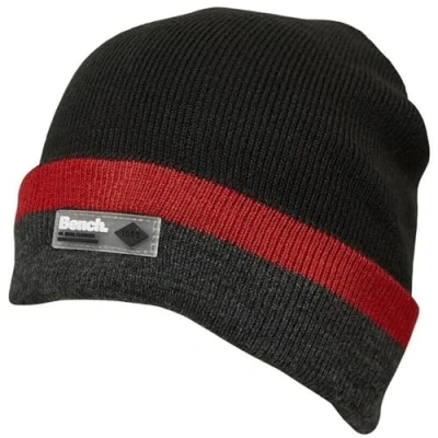 Image of Bench Mens Electron Warm Winter Turned Up Knitted Beanie Hat Black