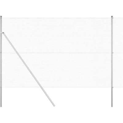 Image of vidaXL Welded Wire Fence with 7 Posts 1.6x10 m Galvanised Steel