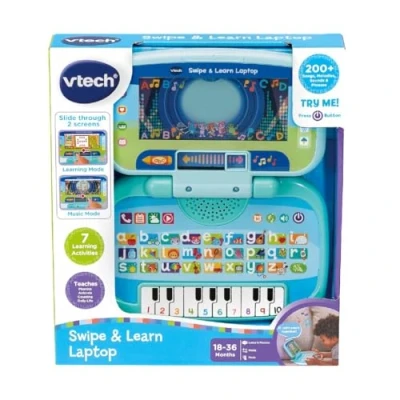 Image of VTech Swipe &amp; Learn Laptop, Educational Toy for Toddler with Phonics, Counting, Computer Skills, Encourages Language Development, Logical Thinking, Gift Ages 18, 24 Months +, English Version