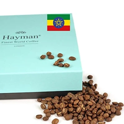 Image of Hayman Coffee, 100% Ethiopia Yirgacheffe Coffee Beans, Whole Bean Medium Roast, Fresh 454g/16oz (Pack of 1) Ethiopian Beans