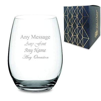 Image of Personalised Engraved 21oz Pure Stemless Gin Tumbler with Gift Box, Personalise Any Message