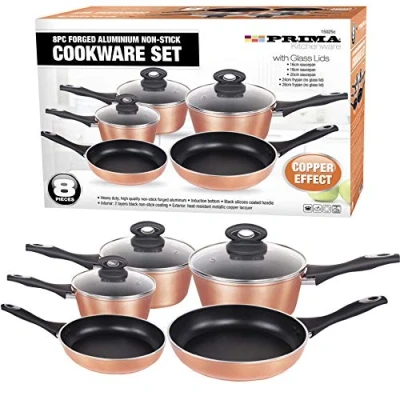 Image of 8PC Forged COOKWARE Set Pot Kitchen Saucepan Frying PAN Cooking LID Non Stick