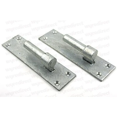 Image of Wyre Direct 2pcs Heavy Duty Gate Hinges Brackets Door for Wood, Garden Shed, Wooden Hinge and Bracket, Wrought Iron Gates 19mm Pin Screw On Galvanised