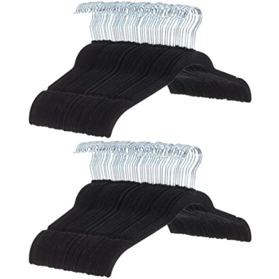 Image of Amazon Basics Velvet Shirt/Dress Hangers, 100 Pack (Black)