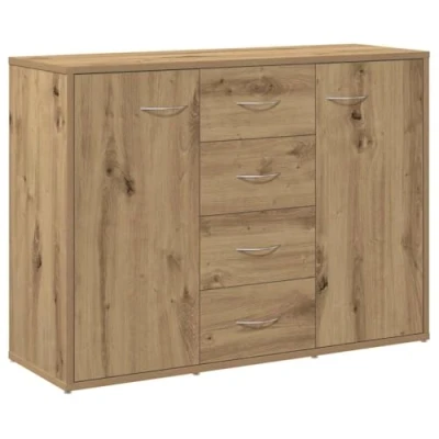 Image of vidaXL sideboard cupboard/side cabinet/highboard artisan oak engineered wood 4 drawers/2 doors for living room/bedroom/office 88x30x64cm