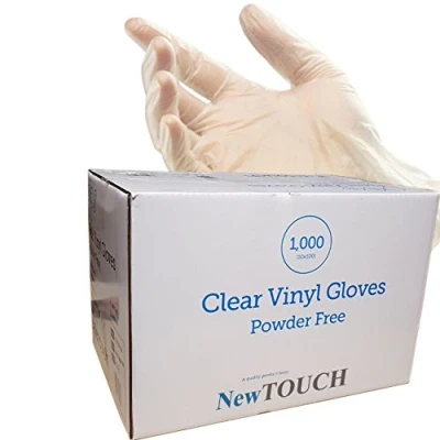 Image of Disposable Powder Free Vinyl Gloves Blue Nitrile Black White Latex, Latex x 1000 (Clear Vinyl, Small)
