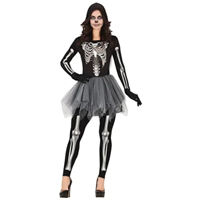 Image of FIESTAS GUIRCA Tutu Skeleton Halloween Costume Adult Women Adults Fancy Dress Costumes with 3D Print Size S 8 10
