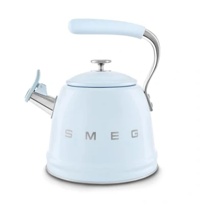 Image of Smeg 50&#039;s Style WKF01PB Whistling Hob Kettle Pastel Blue