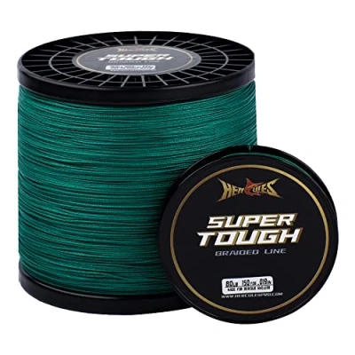 Image of HERCULES Super Tough Braided Fishing Line 150 Yards Braid 20lb Test for Saltwater Freshwater PE Fish Lines 4 Strands Moss Green, 20lb, 150yds