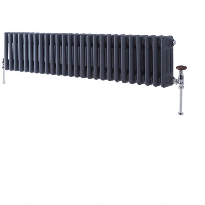 Image of Milano Windsor Anthracite Cast Iron Style Horizontal Triple Column Radiator 300mm x 1190mm