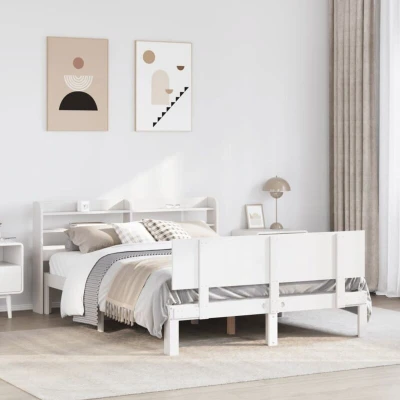 Image of vidaXL Bed Frame with Headboard without Mattress White 120x200 cm