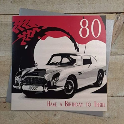 Image of WHITE COTTON CARDS 80 Thrill, Handmade Large 80th Birthday Card (Code XSBA80)