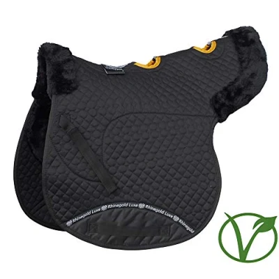 Image of Rhinegold Unisex&#039;s 453 P BK/BK Luxe Fur Vented Numnah, Black/Black, Pony