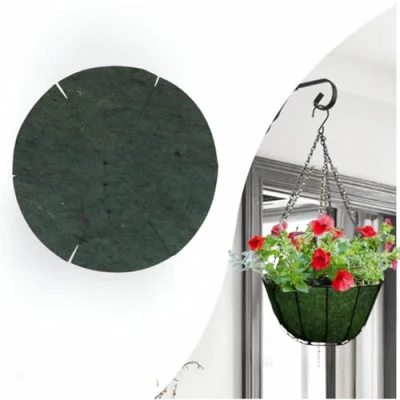 Image of Garden Mile® Various Sizes Artificial Hanging Baskets Floral Decorative Ornamental Outdoor Indoor Wall Mounted Chain Planter Basket Green Jute Wire Coco Liner (16&quot; Liner)