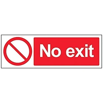Image of V Safety No Exit Prohibition Sign 300mm x 100mm 1mm Rigid Plastic