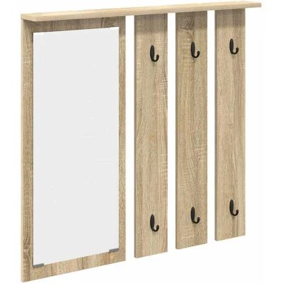 Image of Wall mounted Coat Rack with Shelf Mirror Sonoma oak 84 x 10 80 cm Vidaxl