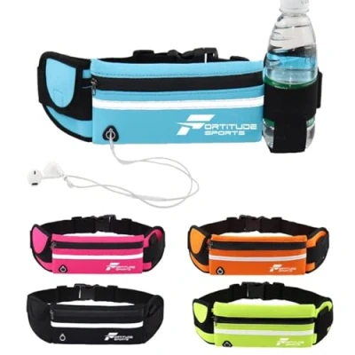 Image of Running Belt with Phone Holder Waist Pack for Phones, Headphones and Water Bottle Waterproof Women Men (Yellow)