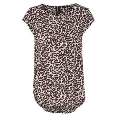 Image of ONLY Women&#039;s Onlvic Ss Aop Top Noos Ptm Shirt, Pumice Stone/Aop:leo Aop, 4