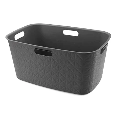 Image of CURVER Softex Laundry Basket 45L Elegant Design Lightweight, Stackable and Practical 70% Recycled Spacious Size 59 x 39 27 cm Charcoal Grey