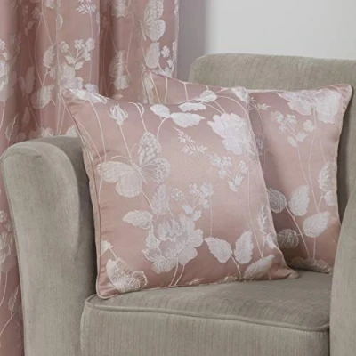 Image of Emma Barclay Butterfly Meadow Jacquard Cushion Cover in Blush Pink 17x17 (43x43cm)