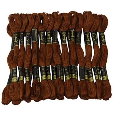 Image of ANCHOR 25 x Stranded Cotton Cross Stitch Hand Embroidery Thread Floss Skeins Brown