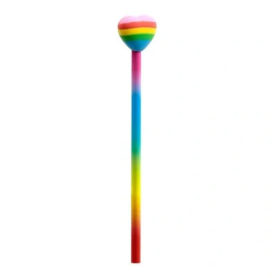 Image of Puckator Rainbow Heart Pencil &amp; Eraser Topper Pencils with Rubbers Erasers Stationary Set for School Office Cute Back To Gifts